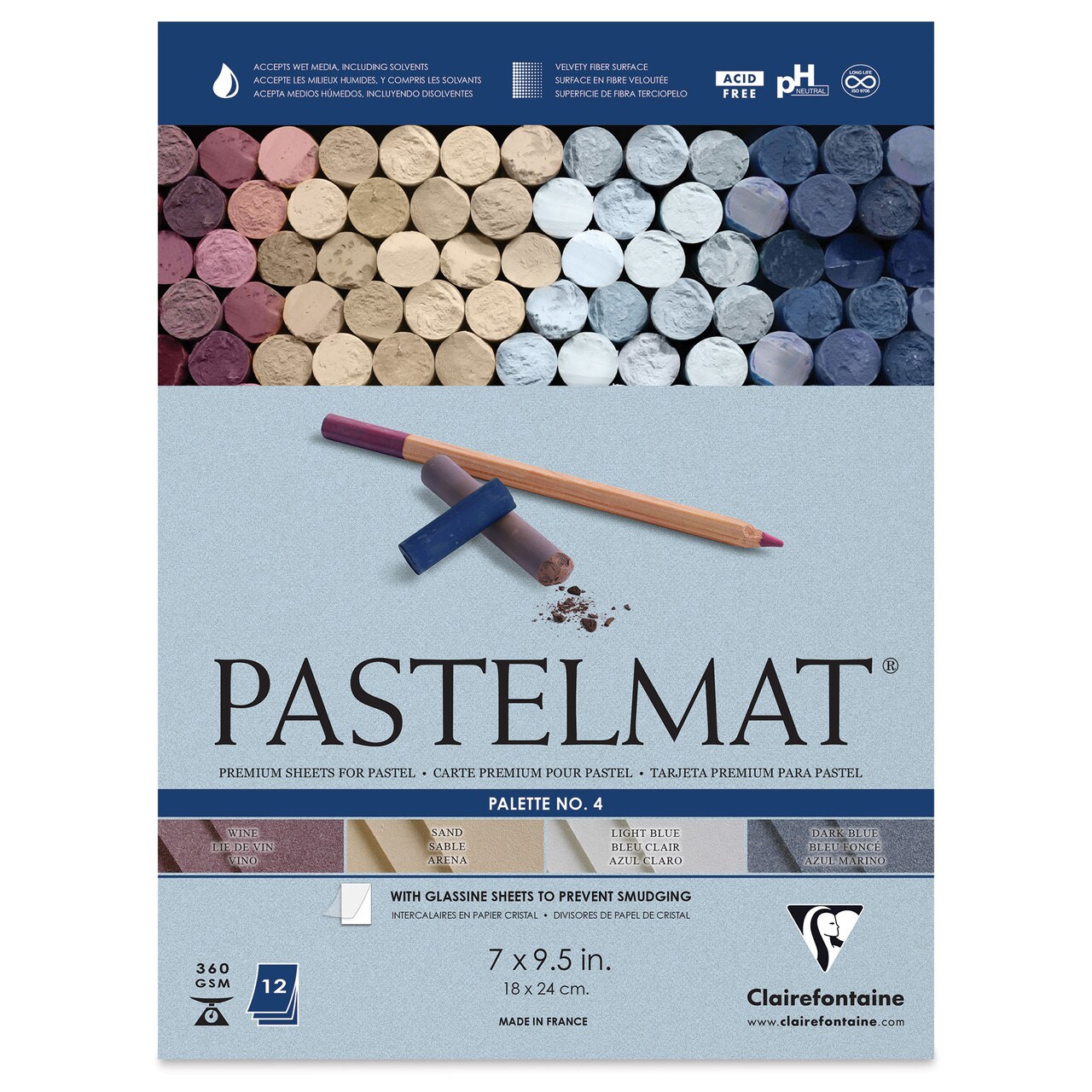 Clairefontaine Pastelmat Pad - 7" x 9-1/2", Palette No. 4, 12 Sheets